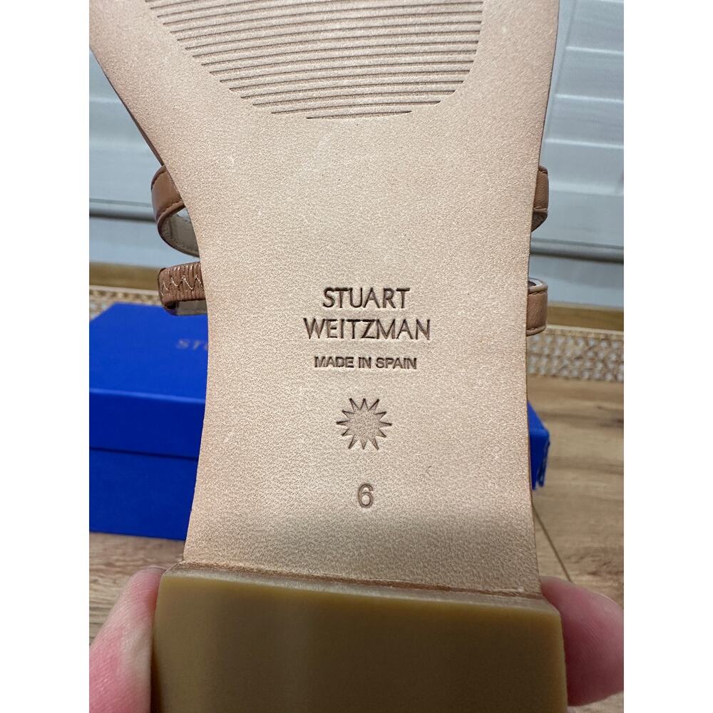 Stuart Weitzman Leonita Slide Sandal Tan Smooth Calf Leather Size 6 NIB Timeless - Picture 12 of 15